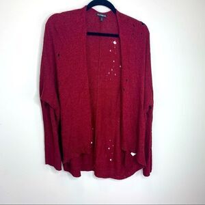 Express small maroon sweater distressed longsleeve